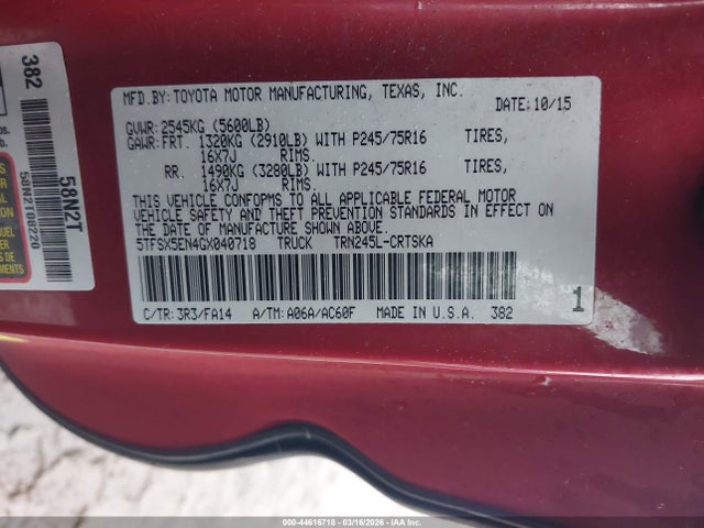 5TFSX5EN4GX040718 Toyota Tacoma Sr