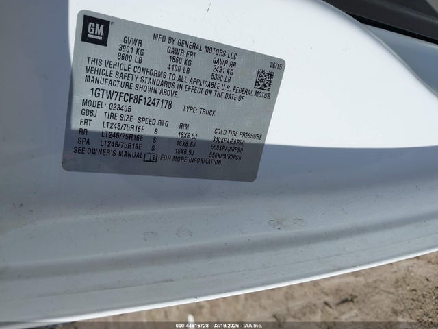 Продаж на аукціоні авто 2015 Gmc Savana 2500 Work Van, vin: 1GTW7FCF8F1247178, номер лоту: 44616728