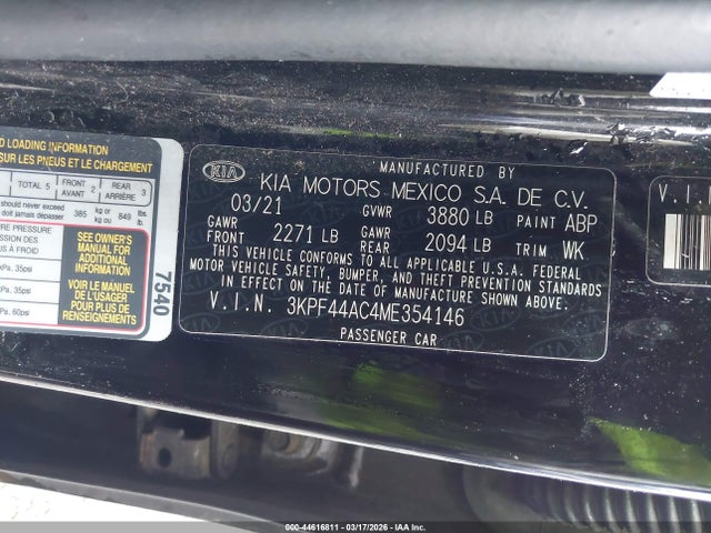 3KPF44AC4ME354146 KIA Forte Gt Manual