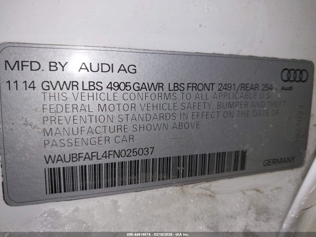 2015 AUDI A4 WAUBFAFL4FN025037 Photo 8