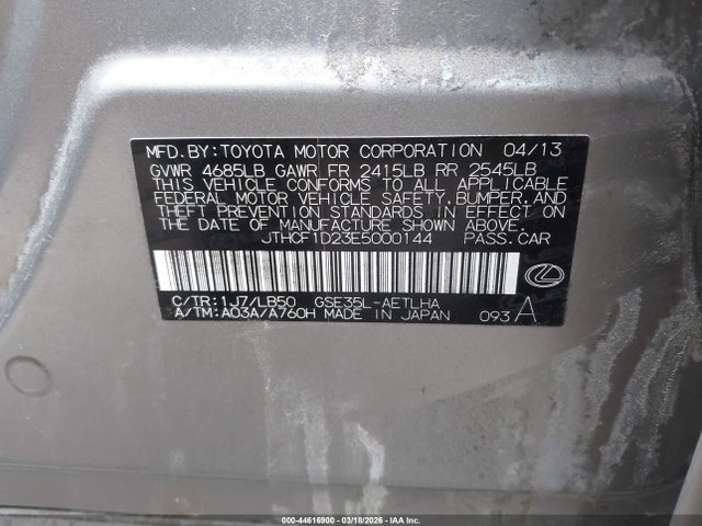 Продажа на аукционе авто 2014 Lexus Is 250, vin: JTHCF1D23E5000144, номер лота: 44616900