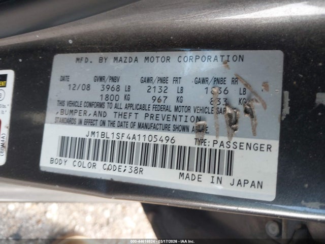Продажа на аукционе авто 2010 Mazda Mazda3, vin: JM1BL1SF4A1105496, номер лота: 44616924