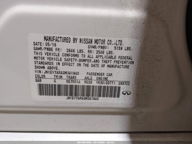 Aukcja sprzedaży 2016 Infiniti Q50 3.0t Premium, vin: JN1EV7AR4GM341940, numer aukcji: 44616954