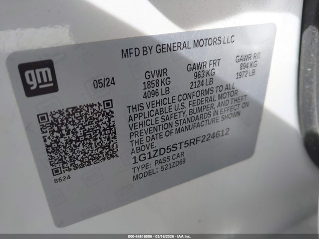 1G1ZD5ST5RF224612 Chevrolet Malibu Fwd 1lt