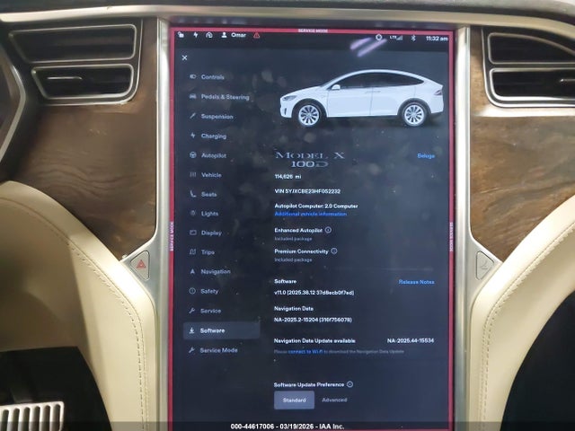 Продаж на аукціоні авто 2017 Tesla Model X 100d/75d/90d, vin: 5YJXCBE23HF052232, номер лоту: 44617006