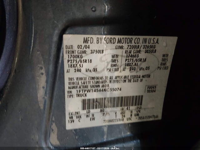 2004 FORD F-150 1FTPW14544KC55074 Photo 8