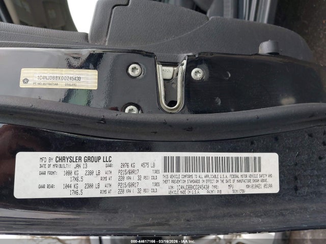 44617166 :رقم المزاد ، 1C4NJDBBXDD245430 vin ، 2013 Jeep Compass Sport مزاد بيع