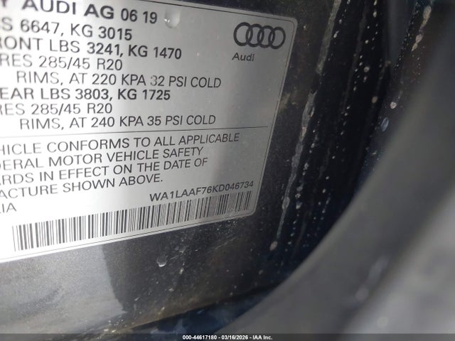 WA1LAAF76KD046734 Audi Q7 55 Premium/55 Se Premium