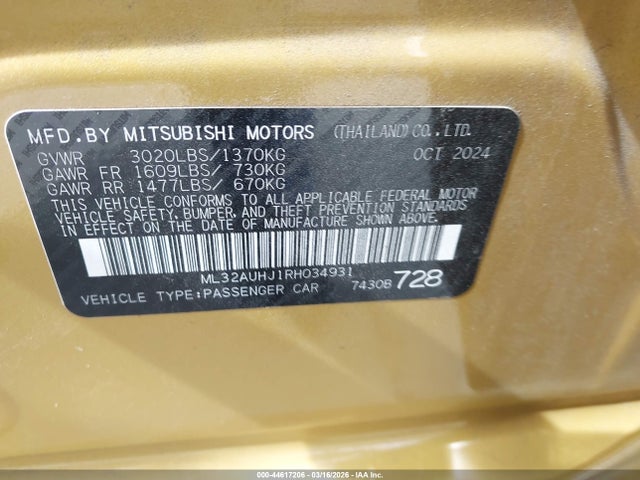 2024 MITSUBISHI MIRAGE ML32AUHJ1RH034931 Photo 8