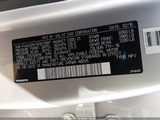 YV4A22PK1G1073087 Volvo Xc90 T6 Momentum