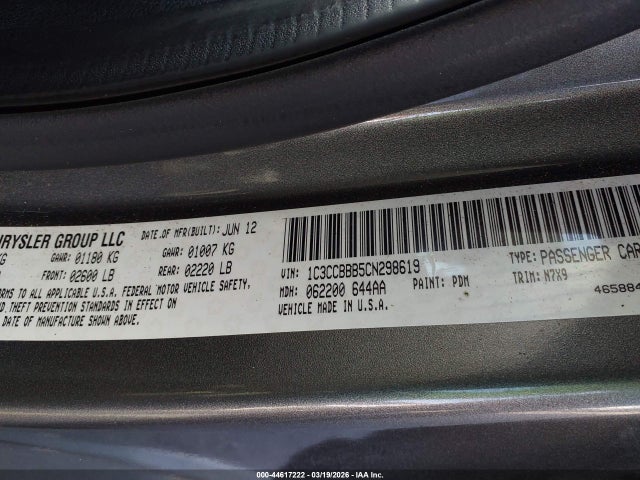 2012 CHRYSLER 200 1C3CCBBB5CN298619 Photo 8