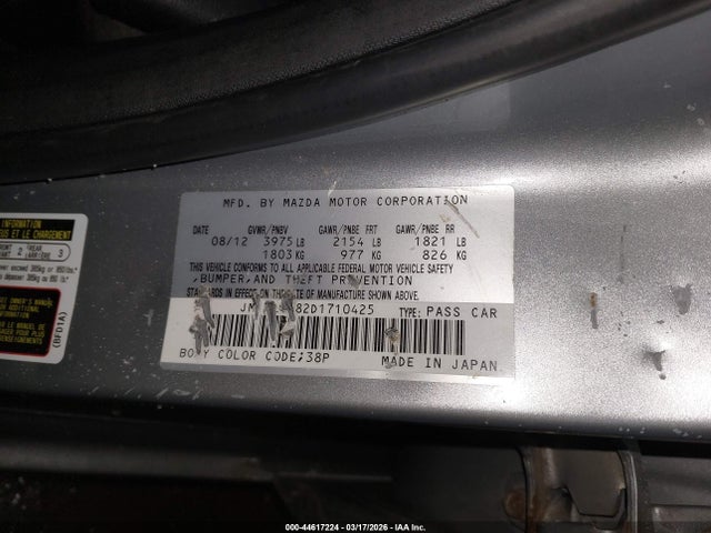 2013 Mazda Mazda3 I Touring მანქანა იყიდება აუქციონზე, vin: JM1BL1V82D1710425, აუქციონის ნომერი: 44617224