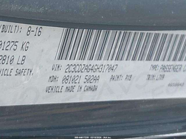 44617239 :رقم المزاد ، 2C3CDZAG4GH317047 vin ، 2016 Dodge Challenger Sxt مزاد بيع