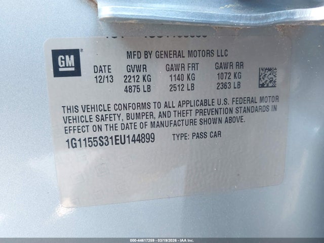 2014 Chevrolet Impala 2lz მანქანა იყიდება აუქციონზე, vin: 1G1155S31EU144899, აუქციონის ნომერი: 44617259
