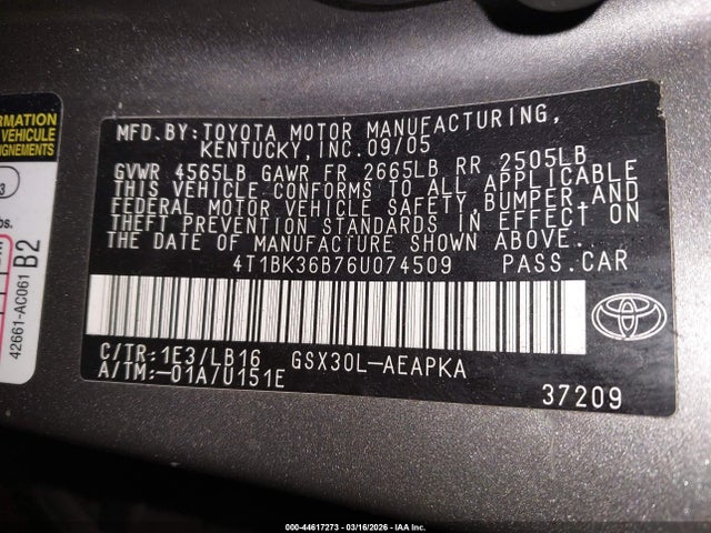 2006 TOYOTA AVALON 4T1BK36B76U074509 Photo 8