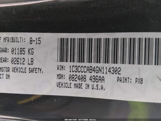 Продажа на аукционе авто 2016 Chrysler 200 Limited, vin: 1C3CCCAB4GN114302, номер лота: 44617295