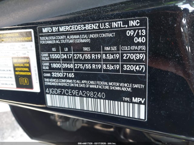 Aukcja sprzedaży 2014 Mercedes-benz Gl 450 4matic, vin: 4JGDF7CE9EA298240, numer aukcji: 44617328
