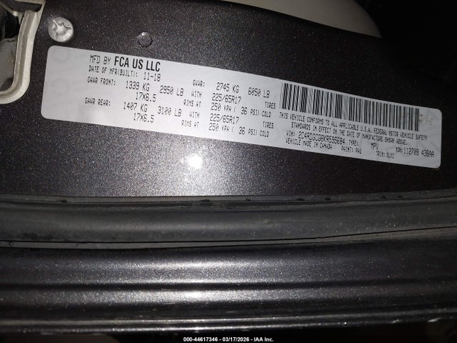 Продаж на аукціоні авто 2019 Dodge Grand Caravan Sxt, vin: 2C4RDGCG6KR595684, номер лоту: 44617346