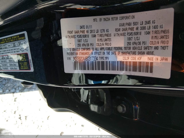 Aukcja sprzedaży 2011 Mazda Cx-9 Touring, vin: JM3TB2CAXB0317334, numer aukcji: 44617378