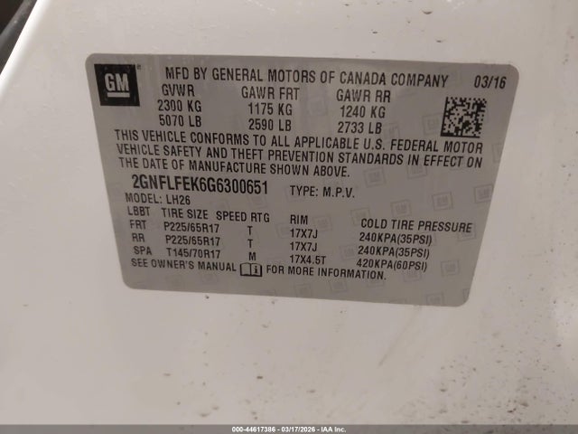 Chevrolet EQUINOX LT 2016 2GNFLFEK6G6300651 Image 9