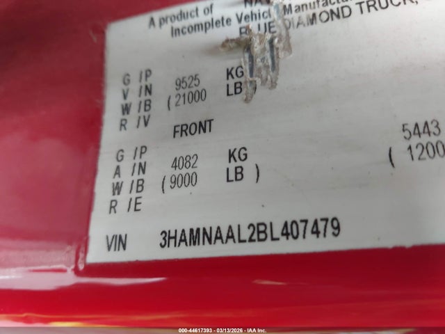 Продажа на аукционе авто 2011 International 4000 4300 Lp, vin: 3HAMNAAL2BL407479, номер лота: 44617393