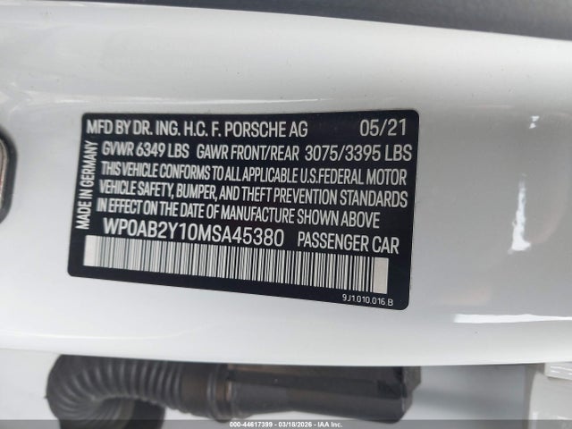 2021 PORSCHE TAYCAN WP0AB2Y10MSA45380 Photo 8