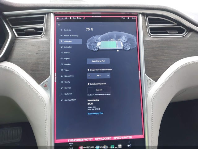 2014 Tesla Model S მანქანა იყიდება აუქციონზე, vin: 5YJSA1S18EFP60767, აუქციონის ნომერი: 44617429