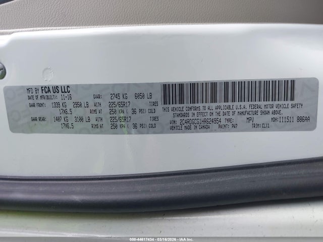 2C4RDGCG1HR624954 Dodge Grand Caravan Sxt