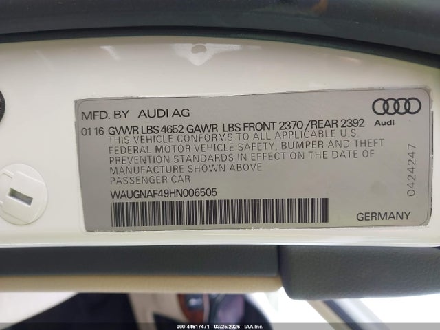 2017 AUDI A4 WAUENAF44HN029245 Photo 8