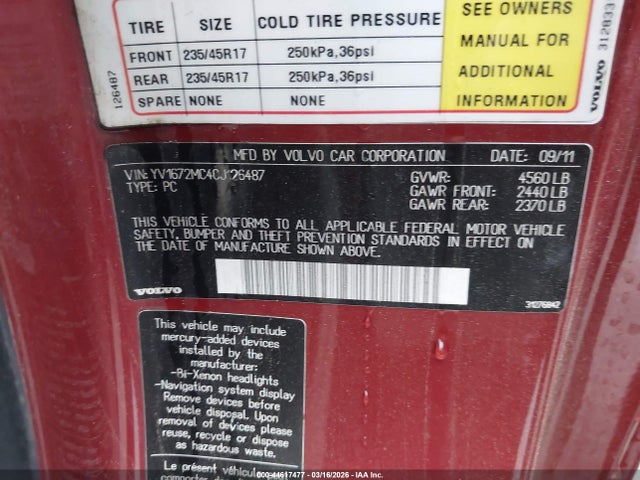 2012 VOLVO C70 YV1672MC4CJ126487 Photo 8