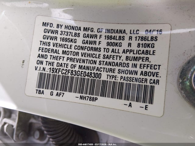 Honda CIVIC EX 2016 19XFC2F83GE048300 Image 9