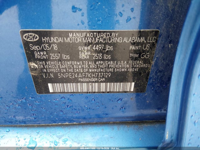 2019 HYUNDAI SONATA 5NPE24AF7KH737129 Photo 8