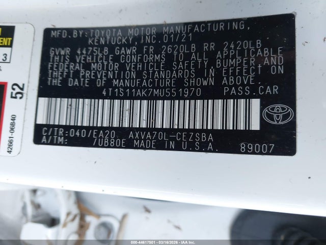 4T1S11AK7MU551970 Toyota CAMRY SE