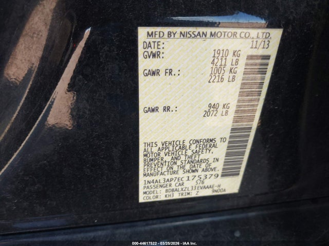 1N4AL3AP7EC175379 Nissan Altima 2.5 Sl