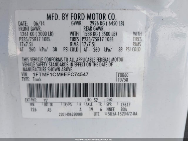 Ford F-150 Xl 2014 1FTMF1CM9EFC74547 Image 9