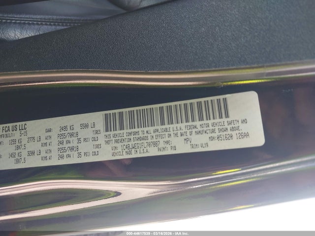 Продажа на аукционе авто 2015 Jeep Wrangler Unlimited Altitude, vin: 1C4BJWEG1FL707887, номер лота: 44617539