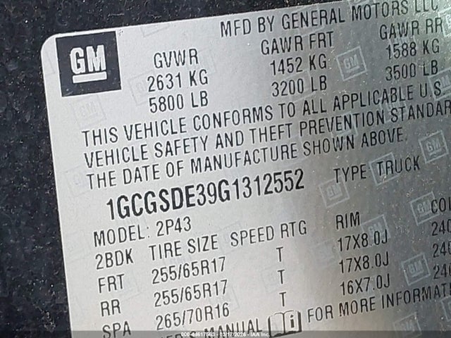 1GCGSDE39G1312552 Chevrolet Colorado Z71