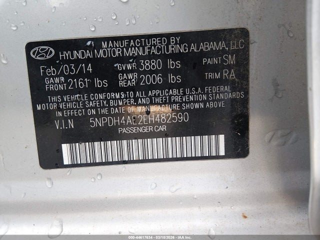 Продаж на аукціоні авто 2014 Hyundai Elantra Se, vin: 5NPDH4AE2EH482590, номер лоту: 44617634