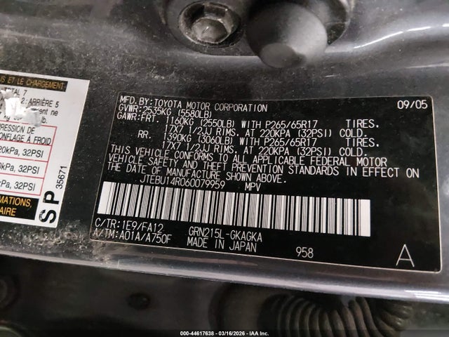 2006 TOYOTA 4RUNNER JTEBU14R060079959 Photo 8
