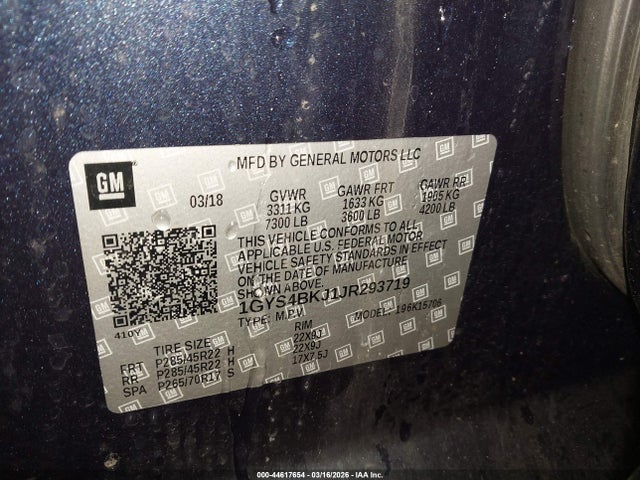 Продаж на аукціоні авто 2018 Cadillac Escalade Luxury, vin: 1GYS4BKJ1JR293719, номер лоту: 44617654
