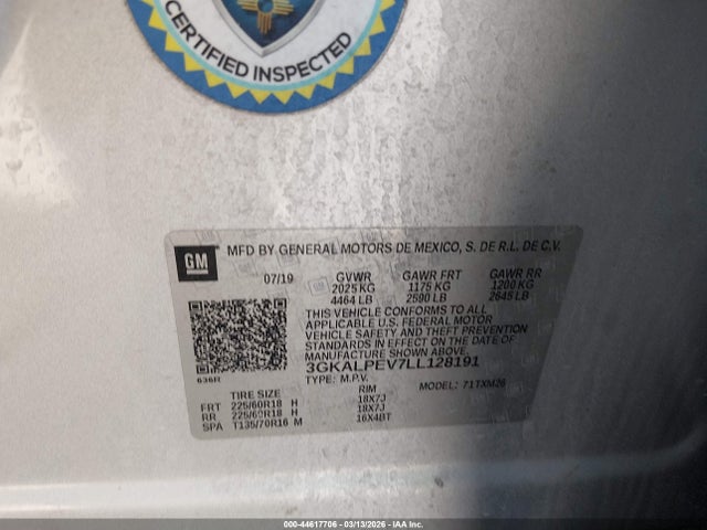 Продажа на аукционе авто 2020 Gmc Terrain Fwd Slt, vin: 3GKALPEV7LL128191, номер лота: 44617706