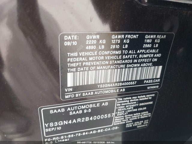 2011 SAAB 9-5 YS3GN4AR2B4000557 Photo 8