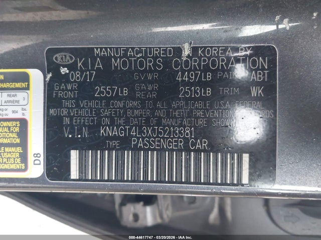 KNAGT4L3XJ5213381 KIA Optima Lx