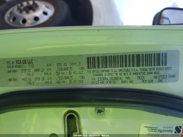 44617822 :رقم المزاد ، 3C63RRHL1GG386141 vin ، 2016 Ram 3500 Lone Star مزاد بيع