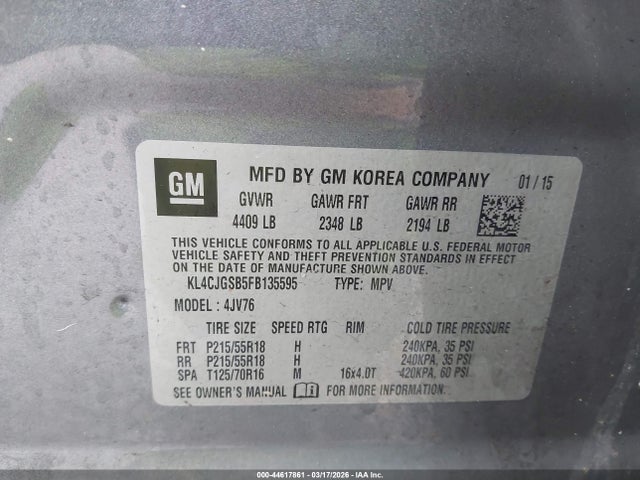 KL4CJGSB5FB135595 Buick Encore Leather