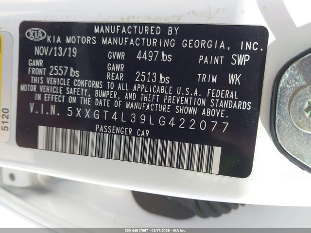 2020 KIA OPTIMA 5XXGT4L39LG422077 Photo 8
