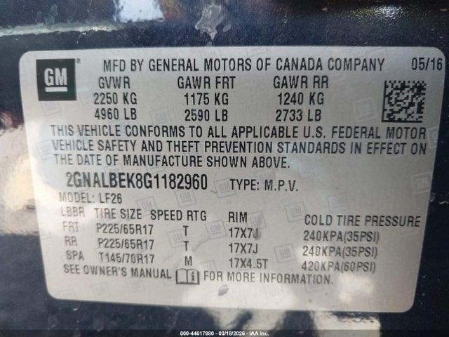 2GNALBEK8G1182960 Chevrolet EQUINOX LS