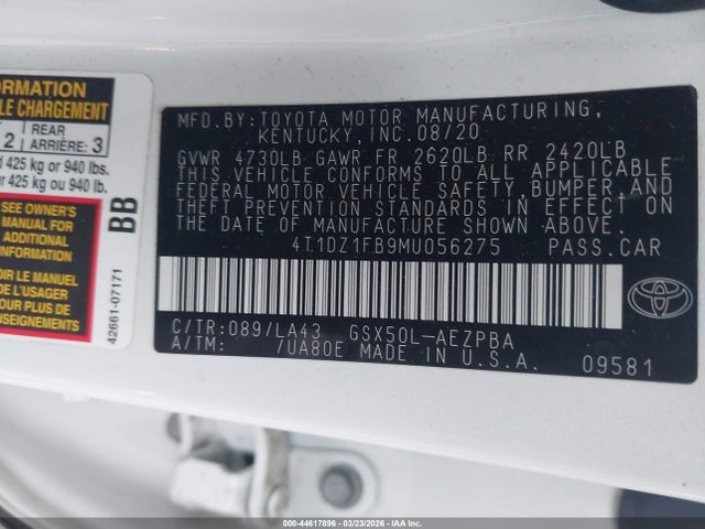 4T1DZ1FB9MU056275 Toyota AVALON LIMITED