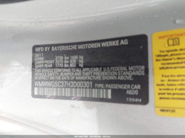Продажа на аукционе авто 2017 Mini Convertible Cooper, vin: WMWWG5C37H3D00301, номер лота: 44617991