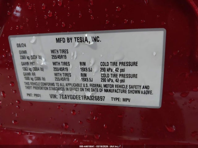 7SAYGDEE1RA326897 Tesla Model Y Long Range Dual Motor All-wheel Drive